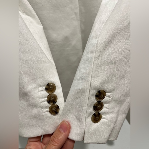 J. Crew Linen cotton Blend One Button Blazer White Size 0 NEW capsule wardrobe - Picture 9 of 14